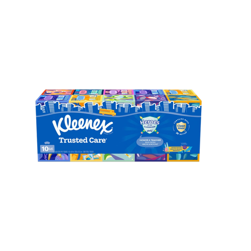 Kleenex Trusted Care Facial Tissues, 2-Ply, Flat Box, 230 Tissues, 10 ct