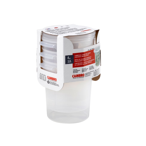 Cambro Round 4 Quart Food Storage Container with Lid, 3 ct