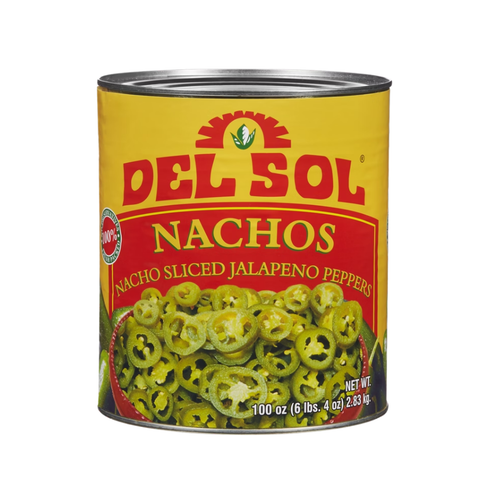 Del Sol Nacho Sliced Jalapeno Peppers, #10 can, 6 lbs 4 oz