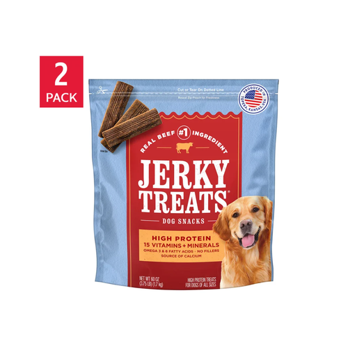 Jerky Treats American Beef Dog Snacks 60 oz, 2-count