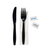 Vital International Solutions Plastic Fork, Knife, Napkin, Salt & Pepper Cutlery Kit, Black, 250 ct