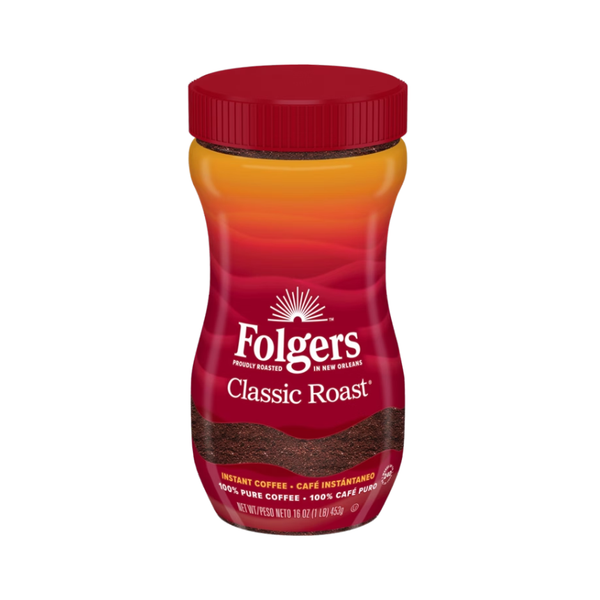 Folgers Instant Coffee Crystals, Classic, Medium Roast, 16 oz