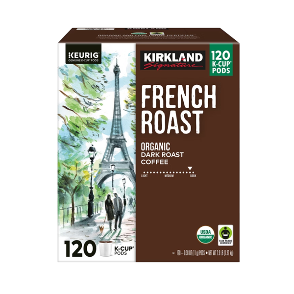 Kirkland Signature Organic French Roast Coffee, Dark Roast, Keurig K-Cup Pods, 120 ct