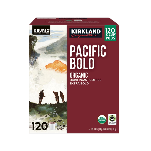 Kirkland Signature Organic Pacific Bold Coffee, Dark Roast, Keurig K-Cup Pods, 120 ct
