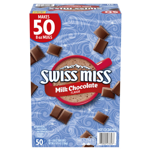 Swiss Miss Hot Cocoa Mix, Milk Chocolate, 1.38 oz, 50 ct