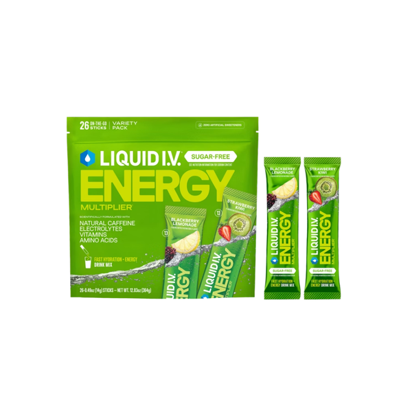 Liquid I.V. Sugar Free Energy Multiplier Drink Mix, Variety Pack, 0.49 oz, 26 ct