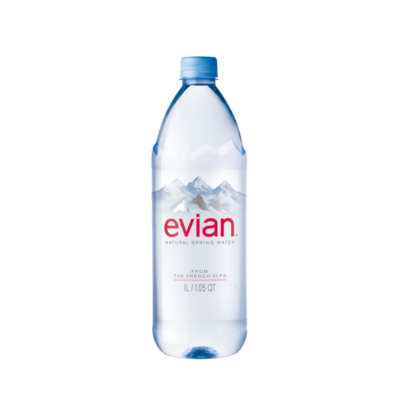 Evian Natural Spring Water, 1 Liter, 12 ct
