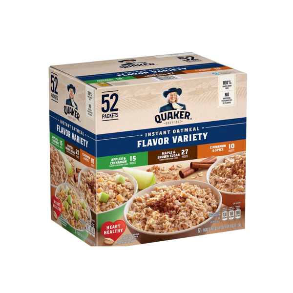 Quaker Instant Oatmeal, Variety Pack, 1.51 oz, 52 ct