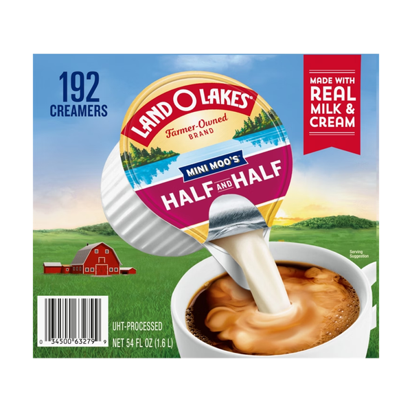 Land O'Lakes Mini Moos Liquid Coffee Creamer Singles, Half and Half, 0.30 fl oz, 192 ct
