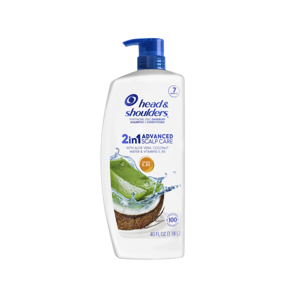 Head & Shoulders 2-in-1 Dandruff Shampoo and Conditioner Advanced Scalp Care with Aloe Vera, Coconut Water & Vitamins, 40 fl oz