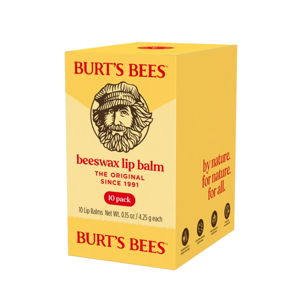 Burt's Bees Beeswax Lip Balm, 0.15 oz, 10 ct