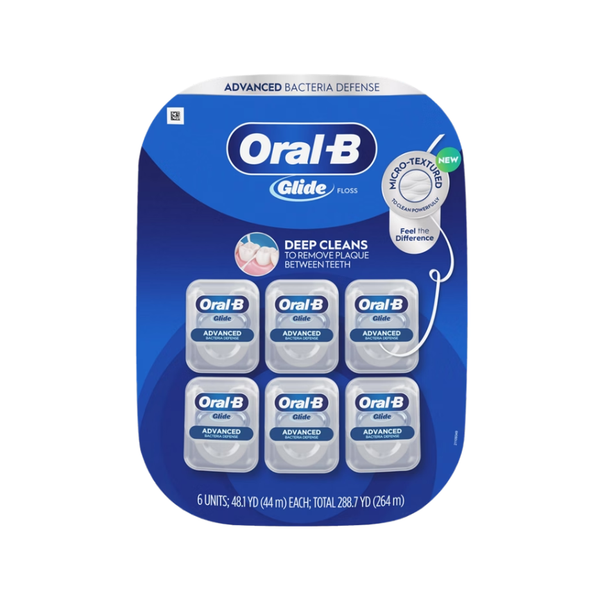 Oral-B Glide Floss, Advanced Bacterial Defense, 6 ct