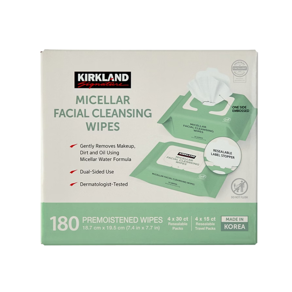 Kirkland Signature Micellar Facial Cleansing Wipes, 180 ct