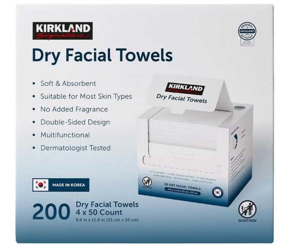 Kirkland Signature Dry Facial Towels, 200 ct