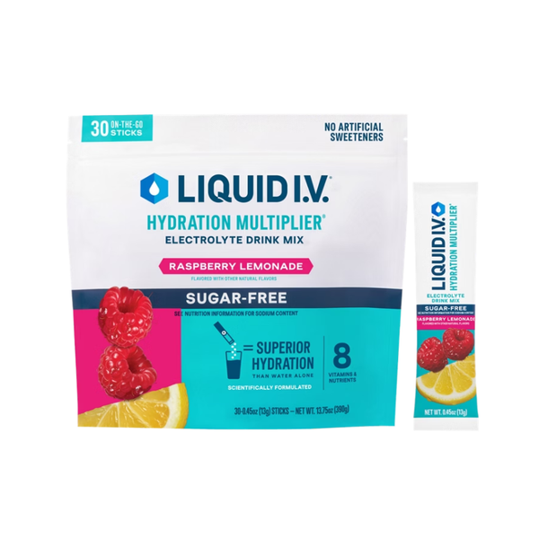 Liquid I.V. Hydration Multiplier Electrolyte Drink Mix, Sugar Free, Raspberry Lemonade, 0.45 oz, 30 ct