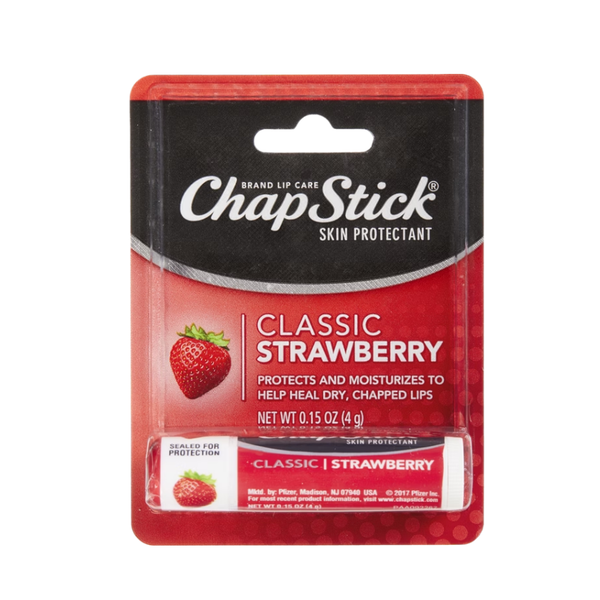 ChapStick Lip Balm, Classic Strawberry, 0.15 oz, 12 ct