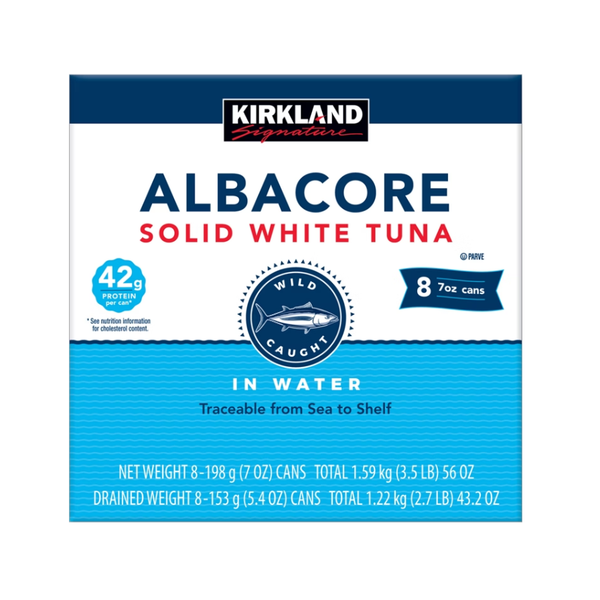 Kirkland Signature Albacore Solid White Tuna in Water, 7 oz, 8 ct