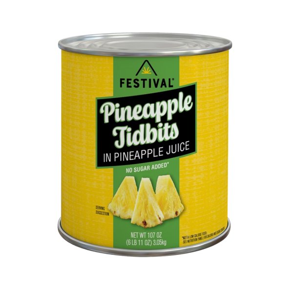 Festival Pineapple Tidbits in Pineapple Juice, #10 can, 107 oz