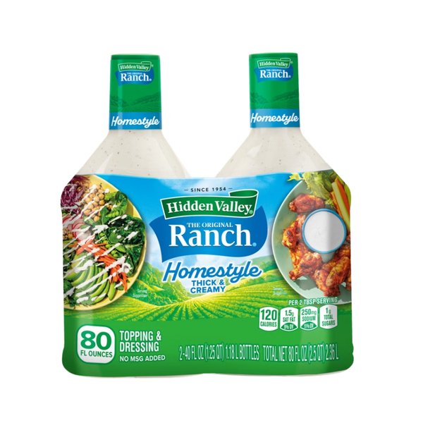 Hidden Valley Ranch Homestyle Dressing and Topping, 40 fl oz, 2 ct
