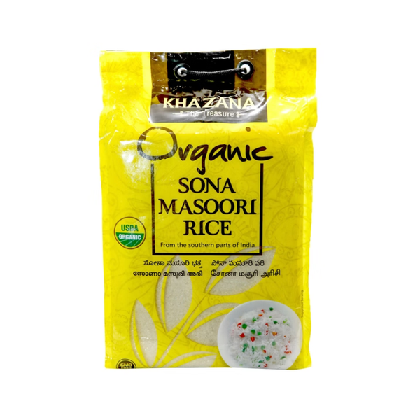 Khazana Organic Sona Masoori Rice, Medium Grain, 20 lbs