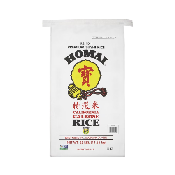 Homai Calrose Rice, Premium Sushi Rice, Medium Grain, 25 lbs
