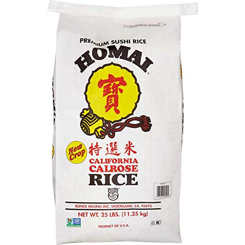 Homai Calrose Rice, Premium Sushi Rice, Medium Grain, 25 lbs