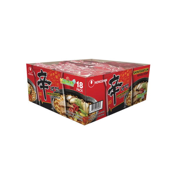Nongshim Shin Ramyun Noodle Soup, Gourmet Spicy, 4.2 oz, 18 ct