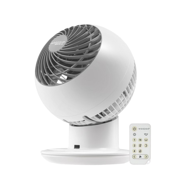 Woozoo Oscillating Globe Fan with Remote Control, 5 Speeds, White