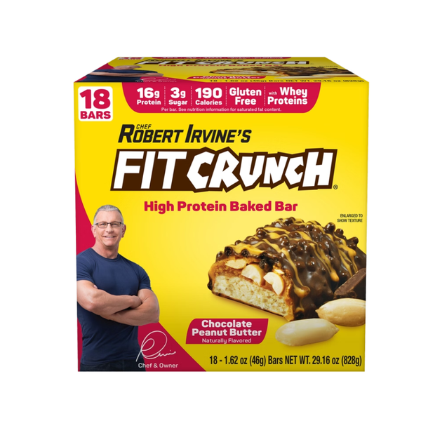 FITCRUNCH Protein Bars, 16g Protein, Chocolate Peanut Butter, 1.62 oz, 18 ct