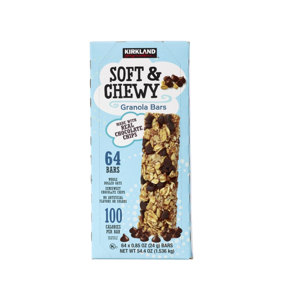 Kirkland Signature Soft & Chewy Chocolate Chip Granola Bars, 0.85 oz, 64 ct