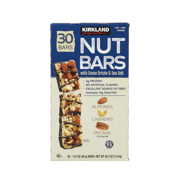 Kirkland Signature Nut Bars with Cocoa Drizzle & Sea Salt, 1.41 oz, 30 ct