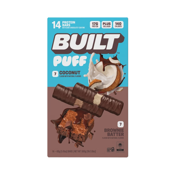 BUILT Puff Protein Bars, Variety Pack, 1.41 oz, 14 ct