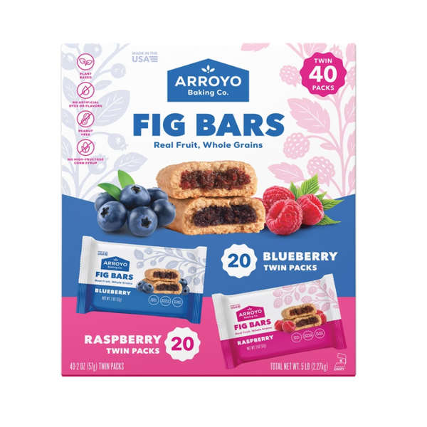 Arroyo Baking Co Fig Bars, Variety Pack, 2 oz, 40 ct
