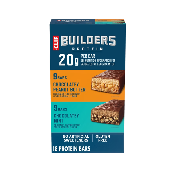 CLIF BUILDERS Protein Bar, 20g Protein, Variety Pack, 2.4 oz, 18 ct