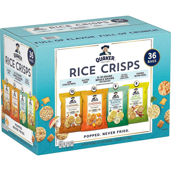 Quaker Rice Crisps, Variety Pack, 36 ct