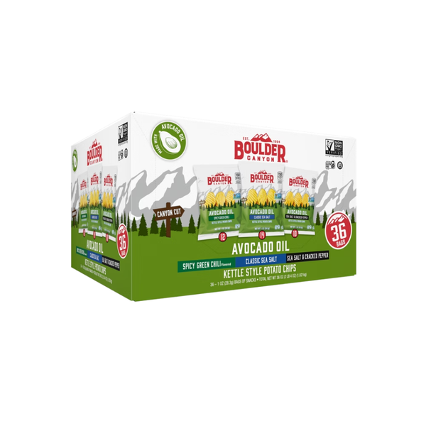 Boulder Canyon Avocado Oil Kettle Style Potato Chips, Variety Pack, 1 oz, 36 ct