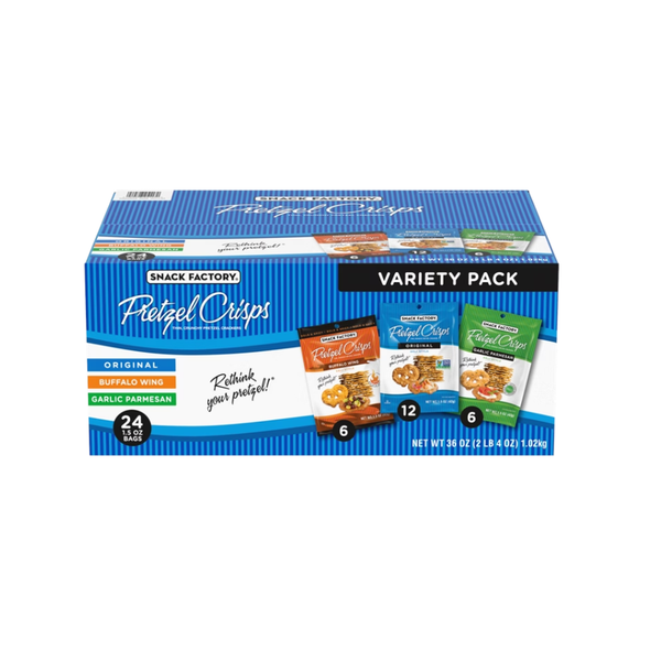 Snack Factory Pretzel Crisps, Variety Pack, 1.5 oz, 24 ct