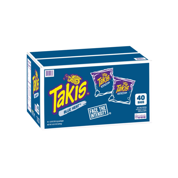 Takis Blue Heat Tortilla Chips, Hot Chili Pepper, 3.25 oz, 40 ct