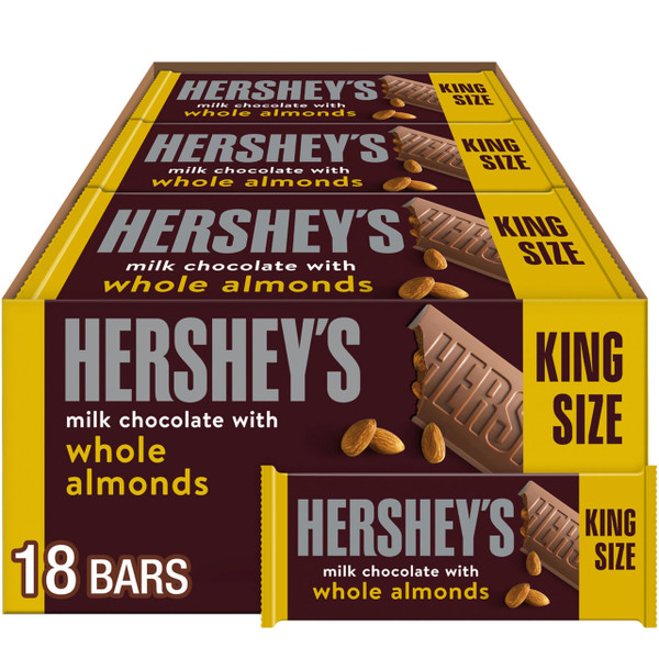 Hershey's King Size, Milk Chocolate With Almonds, 2.6 oz, 18 ct