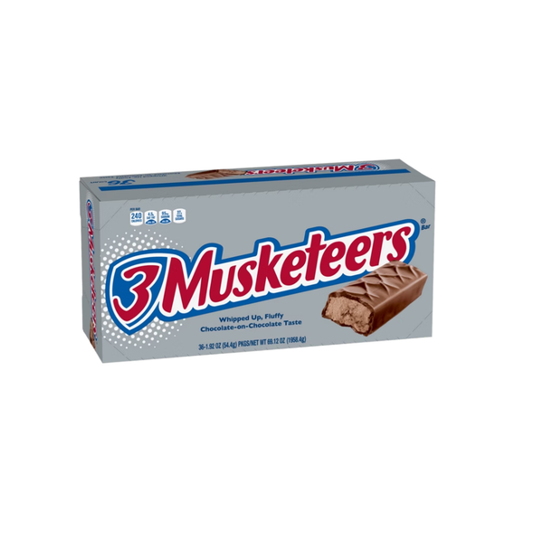 3 Musketeers Chocolate Candy Bar, Full Size, 1.92 oz, 36 ct