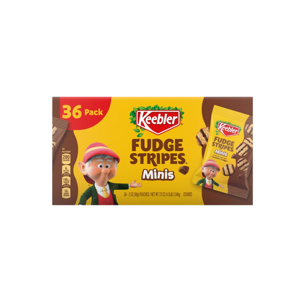 Keebler Fudge Stripes Minis Shortbread Cookies, 2 oz, 36 ct