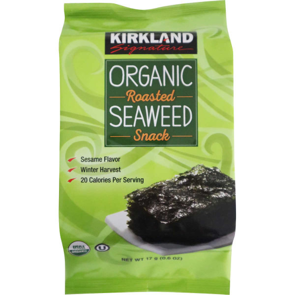 Kirkland Signature Organic Roasted Seaweed with Sesame Oil, 0.60 oz, 10 ct