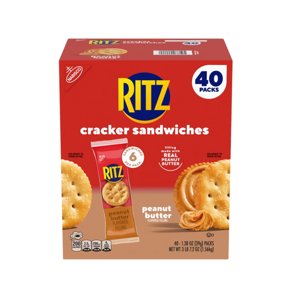 RITZ Cracker Sandwiches, Peanut Butter, 1.38 oz, 40 ct