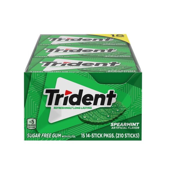 Trident Sugar Free Gum, Spearmint, 14 Pieces, 15 ct