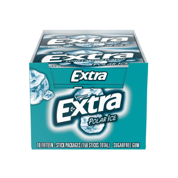 Extra Sugar Free Chewing Gum, Polar Ice, Slim Pack, 15 Sticks, 10 ct