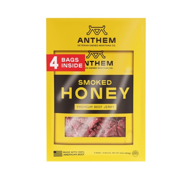 Anthem Premium Beef Jerky, Smoked Honey, 2.5 oz, 4 ct