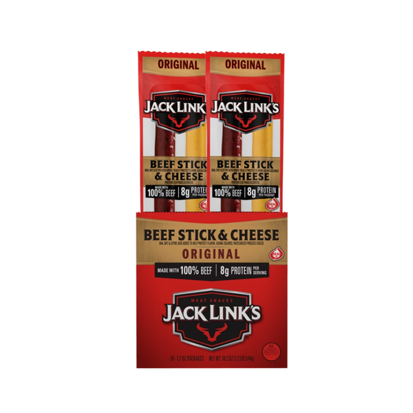 Jack Link's Beef Stick & Cheese, Original, 1.2 oz, 16 ct