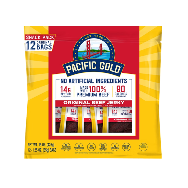 Pacific Gold Beef Jerky, Original, 1.25 oz, 12 ct
