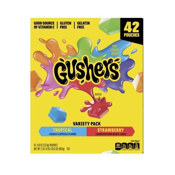Gushers Fruit Flavored Snacks, Variety Pack, 0.8 oz, 42 ct