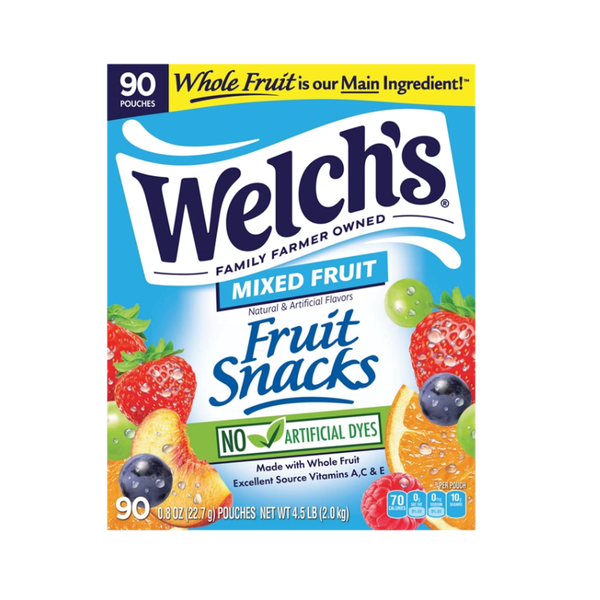 Welch's Fruit Snacks, Mixed Fruit, 0.8 oz, 90 ct